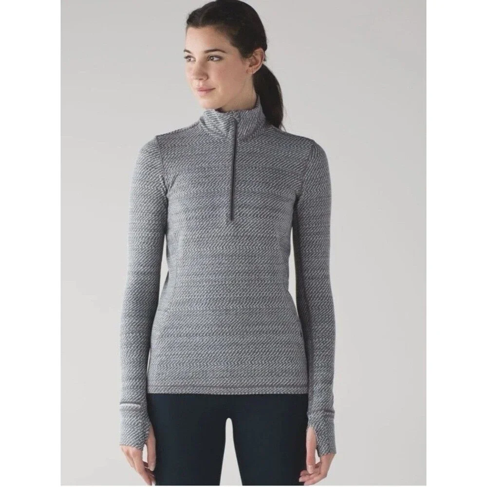 Lululemon Outrun 1/2 Zip Rulu Pullover Hazy Heather Gray Size 10